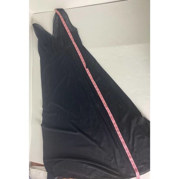 Vintage Van Raalte Nightgown Slip Dress Black Nylon 50s 60s - Size 38 - Picture 7 of 9